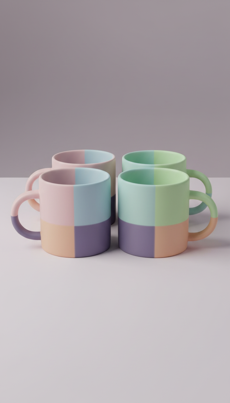 Color-Blocked Ceramic Mug Set